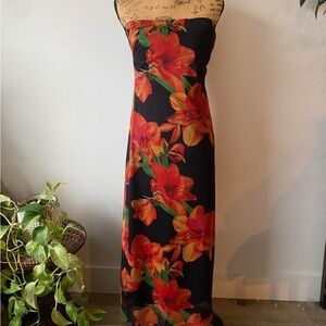 Elizabeth & Nicole Large Print Tropical Maxi Dress